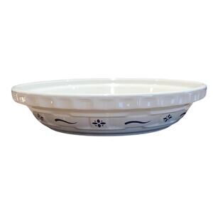 Longaberger Blue Woven Heritage Pie Plate Cream & Blue Ceramic Baking Dish USA